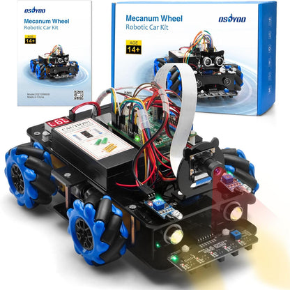 OSOYOO Mecanum Wheel Robot Car Kit for Raspberry Pi 3/4/5 STEM Remote Controlled DIY Coding Video Control Omni-Directional