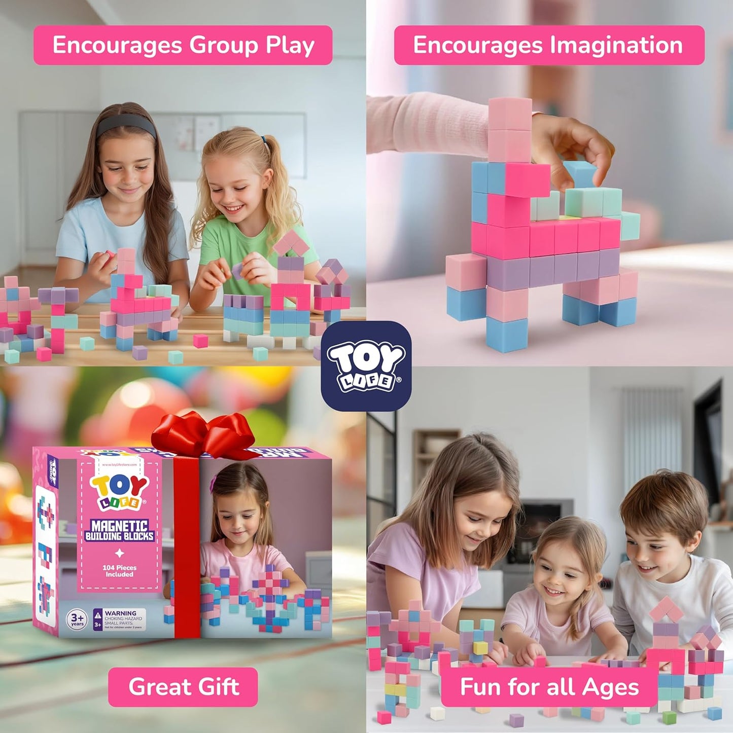 64PCS Magnetic Blocks, Magnetic Building Blocks for Kids Ages 3 4 5 6 Year Old, Magnet Cubes, Autism Montessori Toys, Preschool STEM Educational Sensory Magnet Toys Gifts for Kids 3-5 4-8
