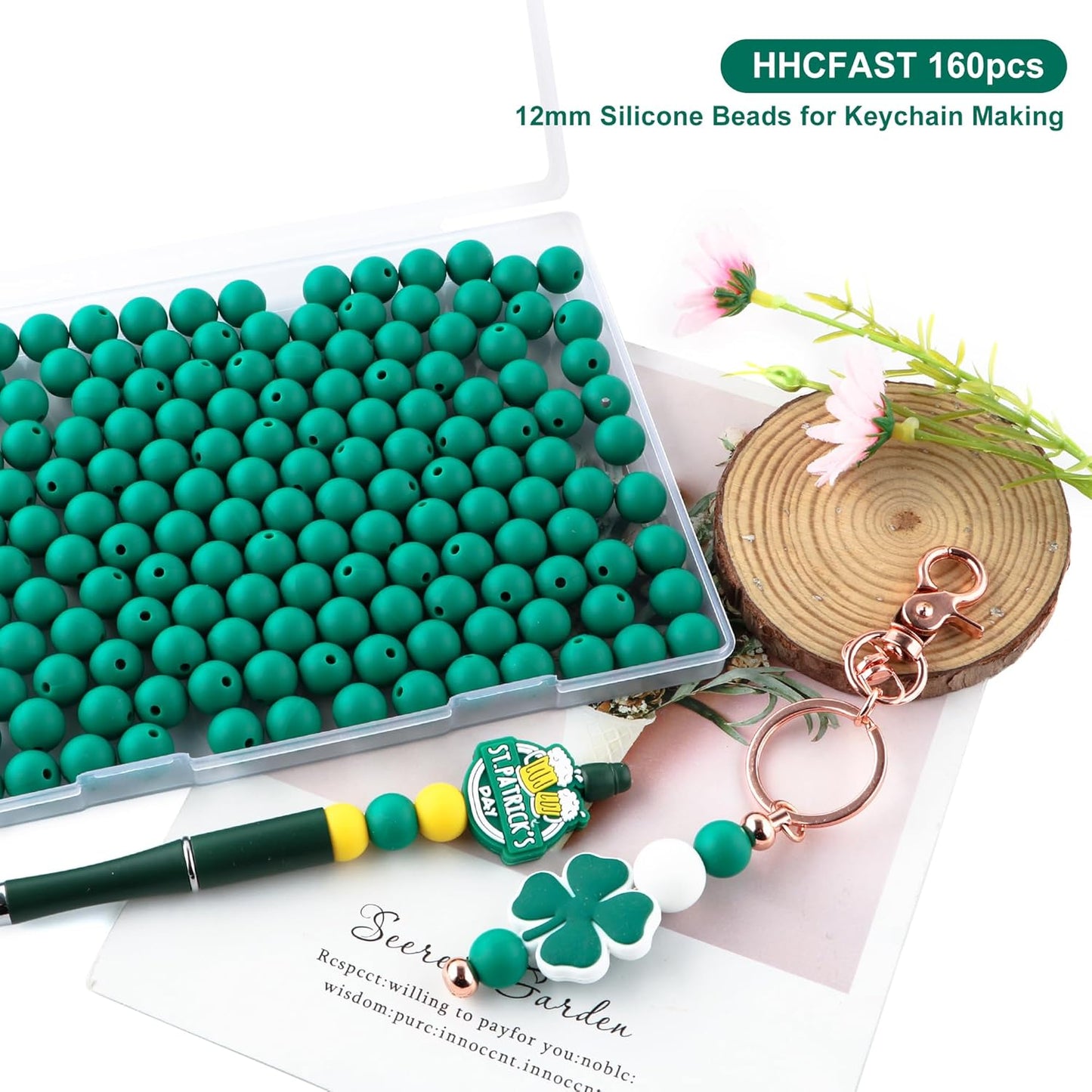 65Pcs 19mm Silicone Beads for Keychain Making Bracelet Necklace, Bulk Round Silicone Beads for Pens（Christmas Green） - Colors B
