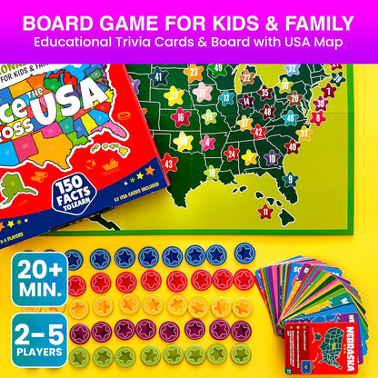 QUOKKA Board Games for Kids 8-12 - Family Games for Kids and Adults - Journey Across the World Card Game Ages 5-9 - Learn Capitals, Flags, Facts, and Map Locations with 195 World Map Cards