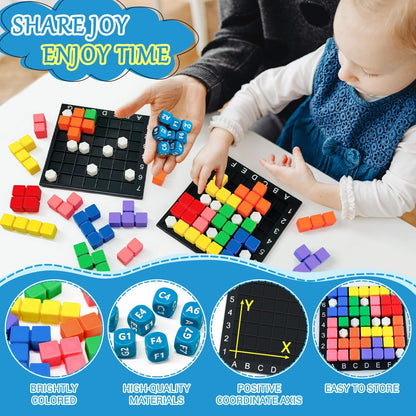 STEM Puzzle Game The Brain Square With 160000+ Solutions Pattern Matching Blocks Brain Teaser Toy Roll Dice & Race Your Opponent to Fill Grid Travel Game for Kids & Teens Back To School Birthday Gift