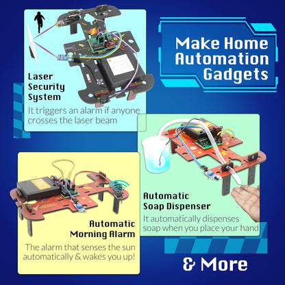 Butterfly EduFields 10-in-1 STEM Robotics Kit for Kids Ages 8-14 | Electronics & Engineering Science Kit with Circuit Board Projects | Educational Robot Building Kit