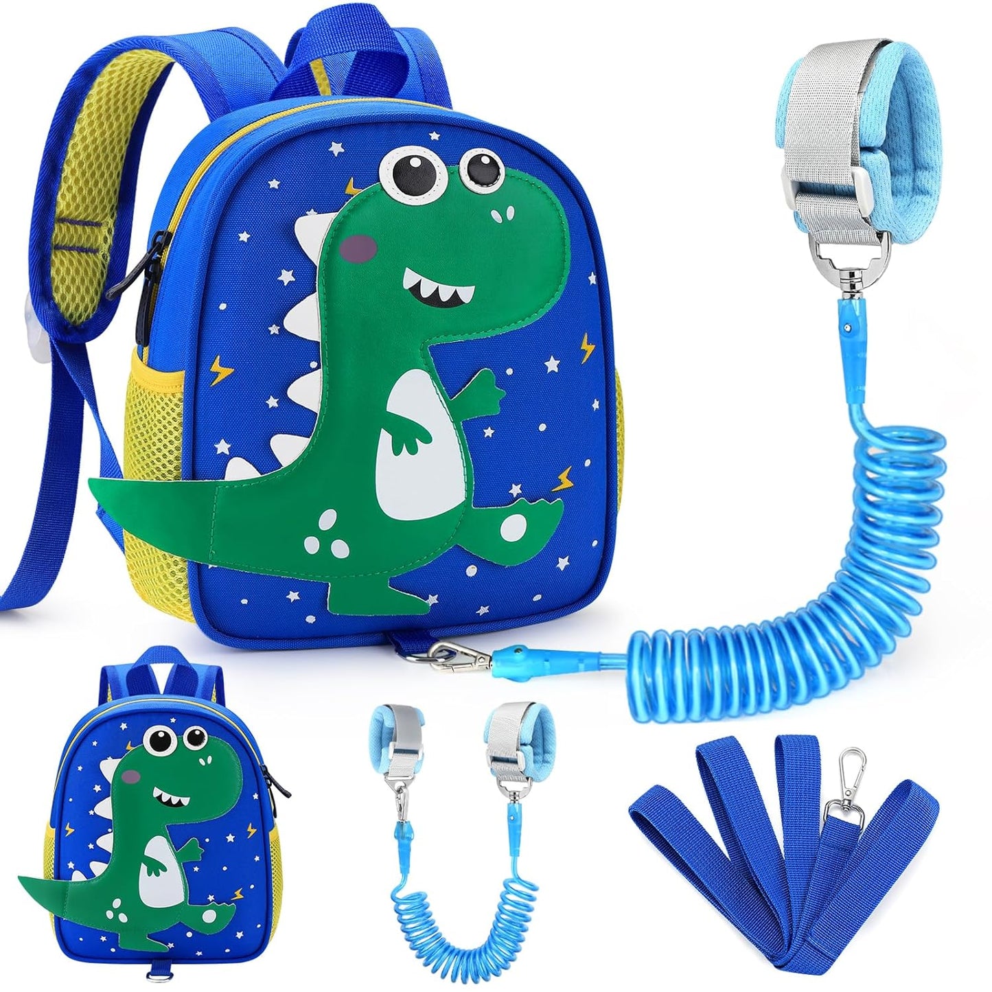 Accmor Toddler Backpack Leash with Anti Lost Wrist Link, Cute Dinosaur Kids Backpacks for Boys Aged 1-3, Mini Baby Bag Tether Walking Harness Wristband Keep Child Close Rope Rein for Travel Outdoor