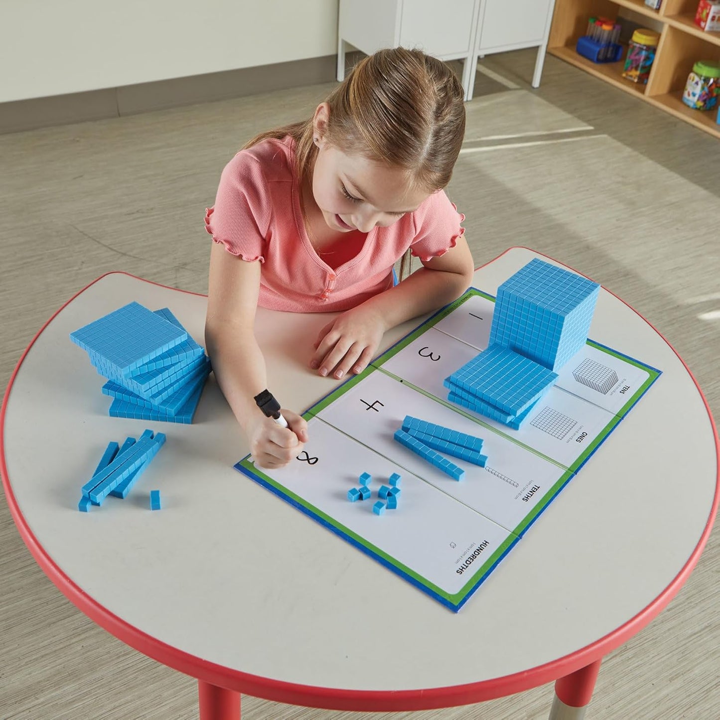 hand2mind Foam Base Ten Blocks Activity Set, Place Value Manipulatives, Base 10 Blocks for Math, Counting Cubes, Math Manipulatives 1st Grade, Small Group Classroom Must Haves (133 Pieces)