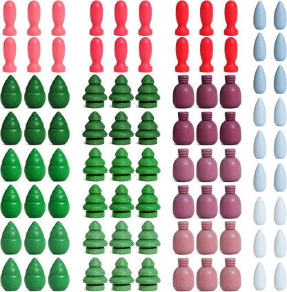 Candywood Large Set Full Rainbow Color Style Wooden Loose Parts Sensory Play Toys, Mandala 7 Shapes, 27 Colors, Stacker Nesting Toys Parts(81 PCS)…
