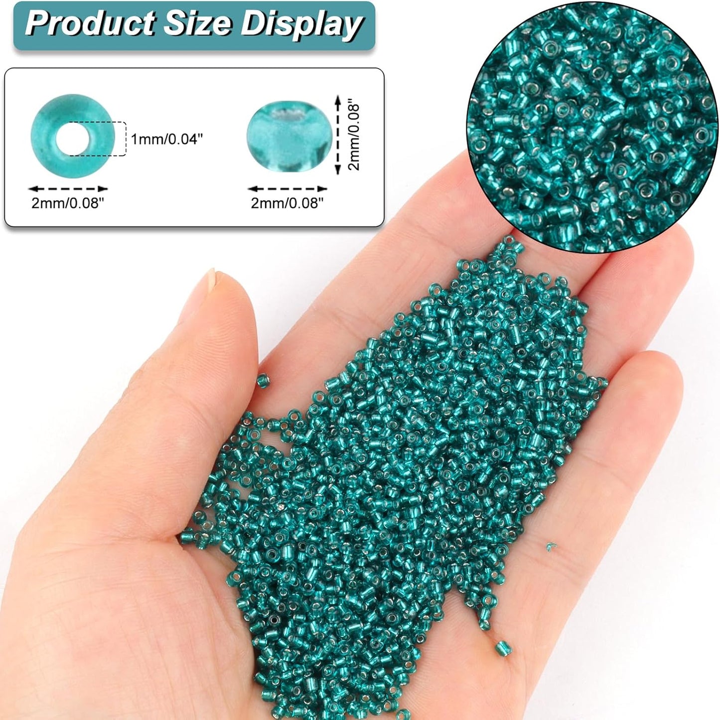 10100 Pcs Size 11/0 Glass Seed Beads, 2 mm Dark Green Small Mini Spacer Loose Pony Beads for Jewelry Making and DIY Crafts - Colors A