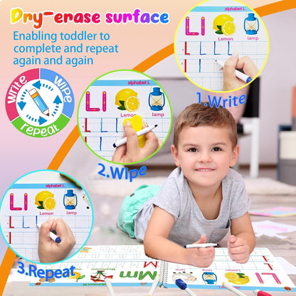 ALIANFLY Preschool Learning Activities Educational Workbook - Toddler Prek Montessori Handwriting Practice Activity Tracing Toys Busy Book for Kids, Autism Learning Materials and ABC Learning Book