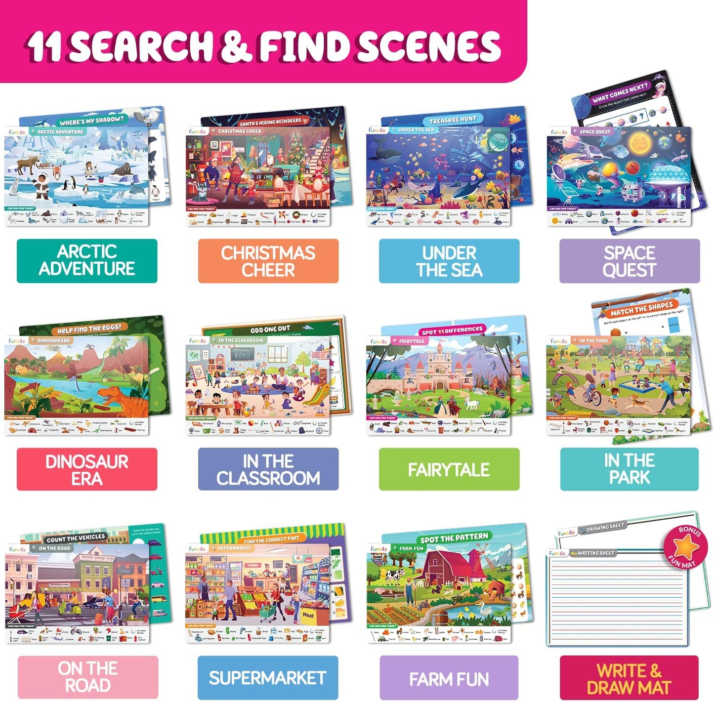 Search and Find for Kids & Toddlers - Preschool Learning Activity Book, Art and Craft Supplies, Seek Find Games, Birthday Gifts for Girls & Boys, Educational Toys for Ages 3, 4, 5, 6 Year Old