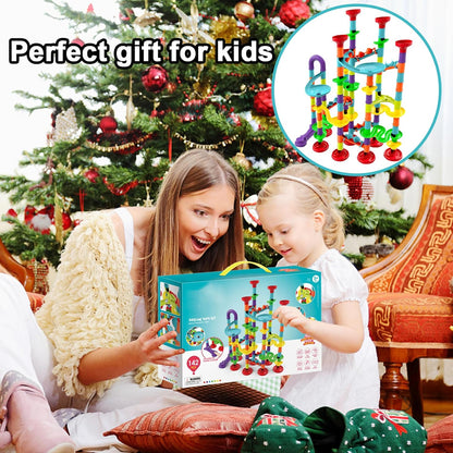 50 PCS Marble Toy Premium Set,STEM Educational Building Block Toy,Marble Track Race Set with 15 Glass Marbles for Boys & Girls,Construction Building Blocks Toys for Kids