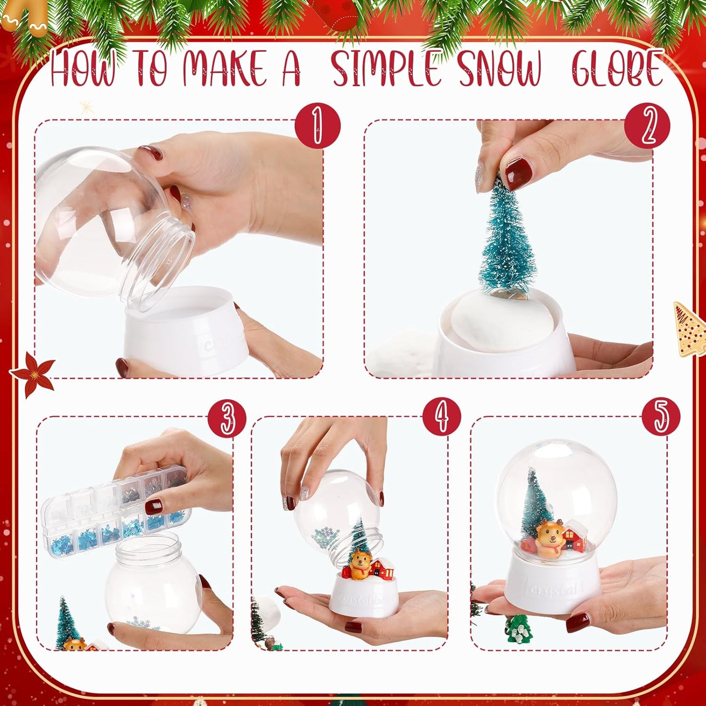 Uiifan 16 Pcs DIY Snow Globe Water Globe 4 Inches Clear Plastic Snow Globe with Screw Off Cap Fillable Water Globe Jar for DIY Crafts Christmas Display Home Decoration Kids Gifts