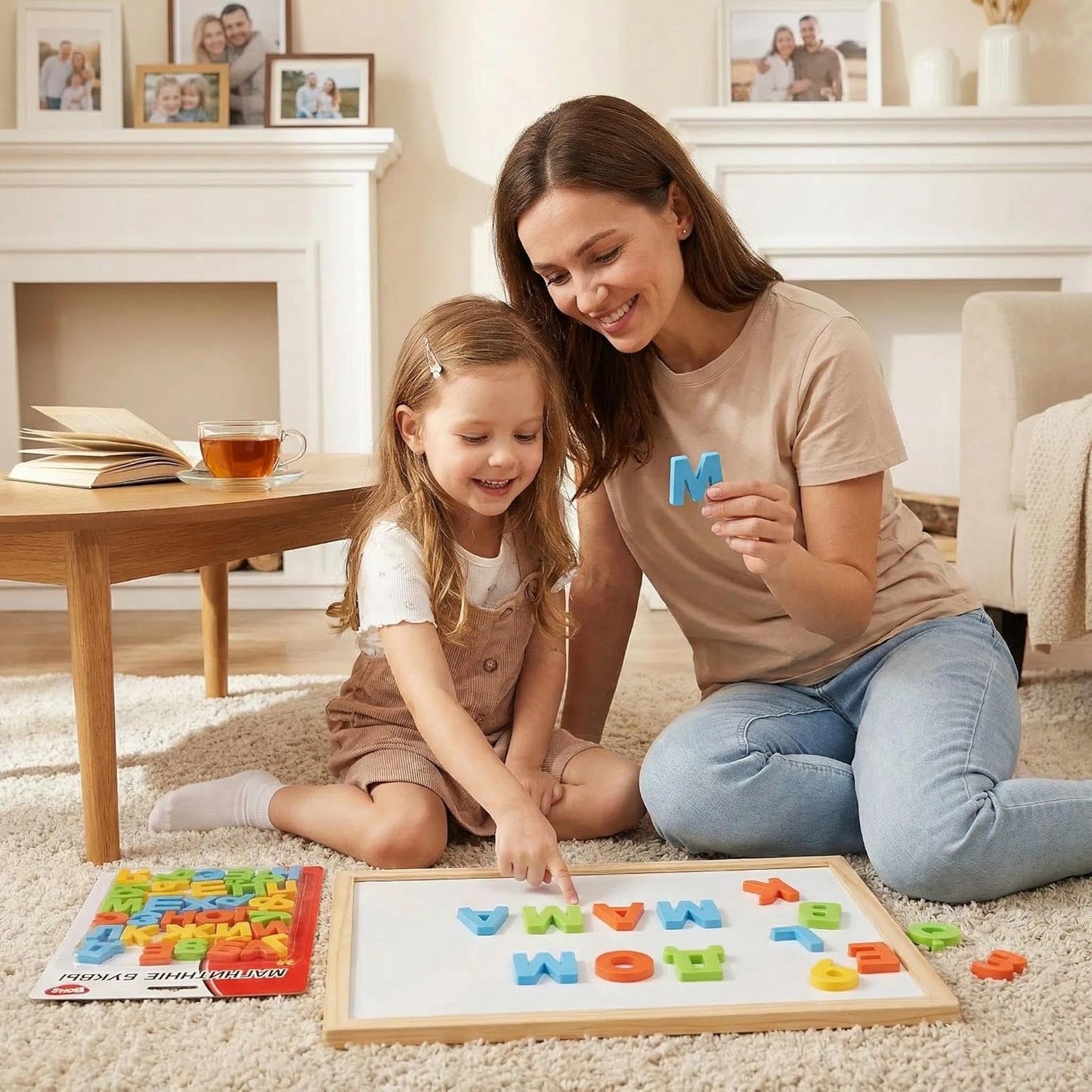 BOHS Russian Magnetic Alphabet Letters, Educational Learning Toy for Kids, Play on Fridge, Magnetic Board, 2 Count