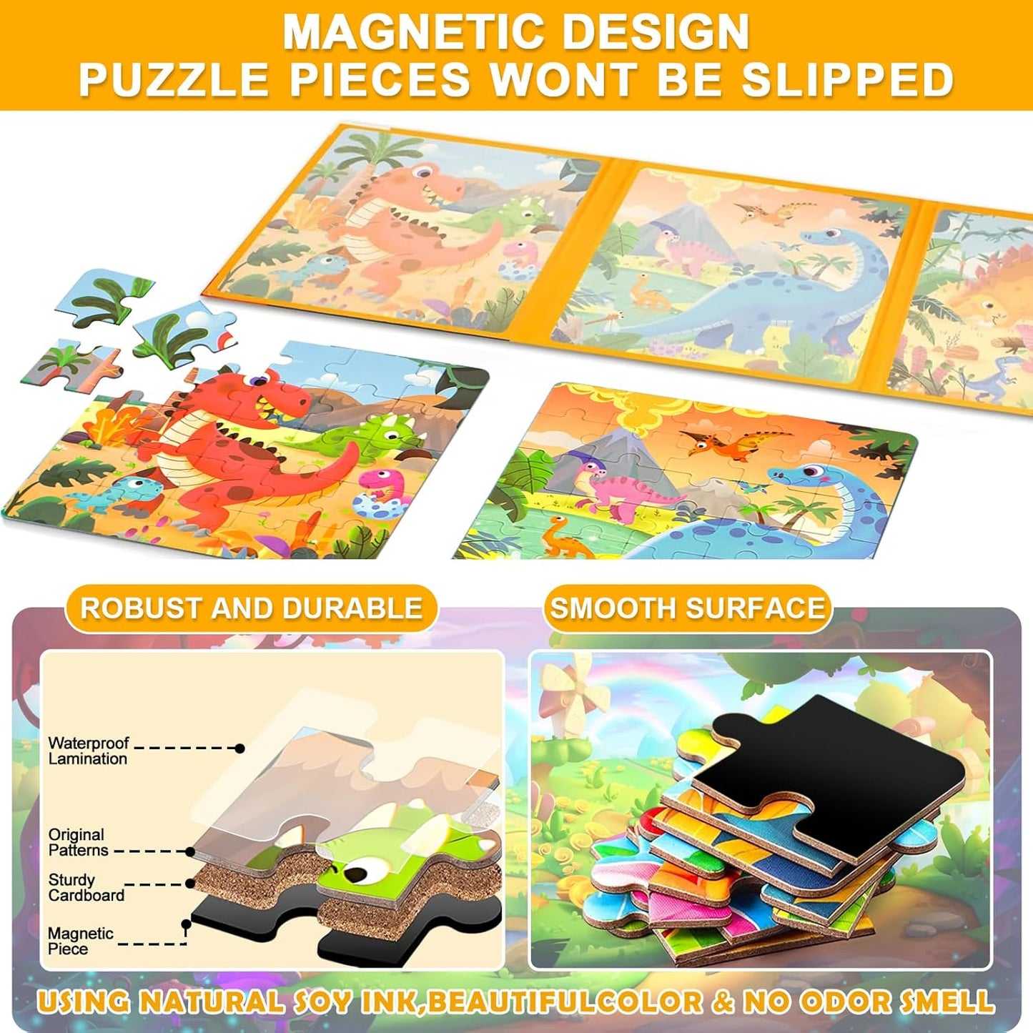 Magnetic Puzzles for Toddlers 1-3, Cartoon Mermaid Magnet 3 in 1 Jigsaw Puzzle, Kids Travel Puzzles Toys, Preschool Learning Toy for Kids 1-8 Year (Mermaid)