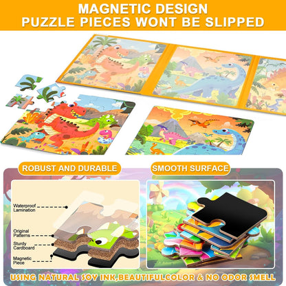 Magnetic Puzzles for Toddlers 1-3, Cartoon Mermaid Magnet 3 in 1 Jigsaw Puzzle, Kids Travel Puzzles Toys, Preschool Learning Toy for Kids 1-8 Year (Mermaid)
