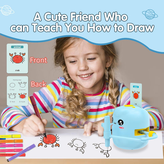 Drawing Robot for Kids, Voice Interactive Educational Drawing Robot, Montessori Painting Learning Toys with 150 Cards, Christmas Birthday Party Gift for 3 4 5 6 7 8 Years Old Girls Boys