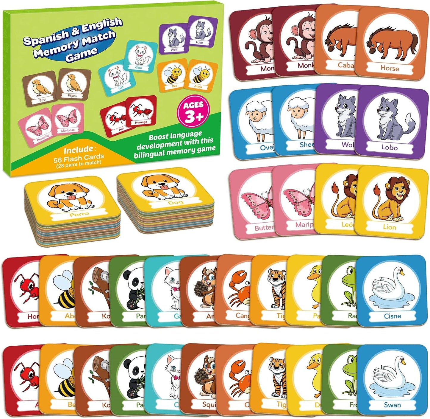 Edulok Memory Card Game, Toddler Match Game, Learn Spanish for Kids, Bilingual Flash Cards, Learning Toys for 4 Year Old, Preschool Learning Activities, Homeschool Supplies, Kindergarten Toys