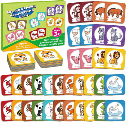 Edulok Memory Card Game, Toddler Match Game, Learn Spanish for Kids, Bilingual Flash Cards, Learning Toys for 4 Year Old, Preschool Learning Activities, Homeschool Supplies, Kindergarten Toys