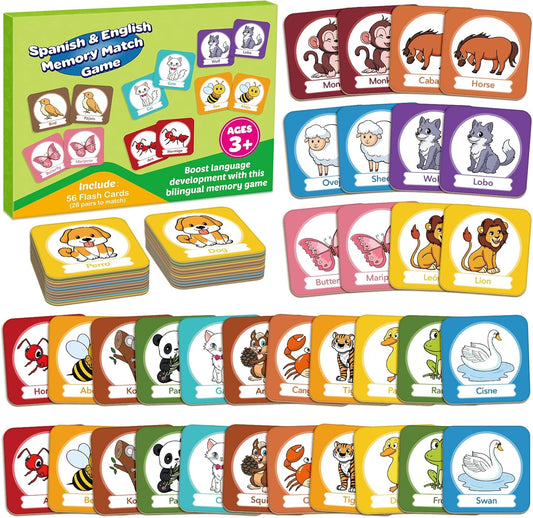 Edulok Memory Card Game, Toddler Match Game, Learn Spanish for Kids, Bilingual Flash Cards, Learning Toys for 4 Year Old, Preschool Learning Activities, Homeschool Supplies, Kindergarten Toys