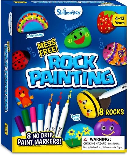 Skillmatics Rock Painting Kit - Mess-Free Art & Craft Kit for Girls & Boys, Craft Kits & Supplies, DIY Creative Activity, Screen-Free Fun, Gifts for Kids Ages 4, 5, 6, 7, 8, 9, 10, 11,12