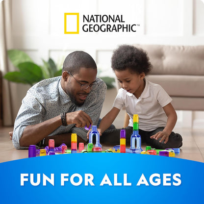 NATIONAL GEOGRAPHIC Glowing Marble Run – Construction Set with 15 Glow in The Dark Glass Marbles & Storage Bag, STEM Gifts for Boys and Girls, Building Project Toy (Amazon Exclusive)