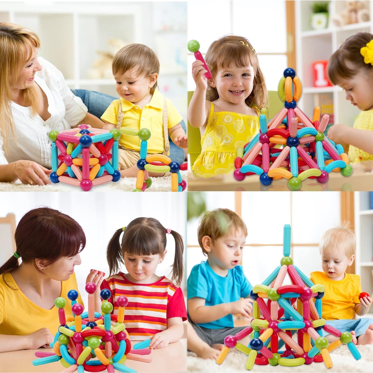 COUOMOXA Magnetic Toy Montessori for Kids: 3 4 5 6 7 8 9 10 11 12 Years Old Kids Building Sticks - Magnetic Creative Toy Age 3-12 Playroom Family - Christmas Birthday Gift for Boys Girls