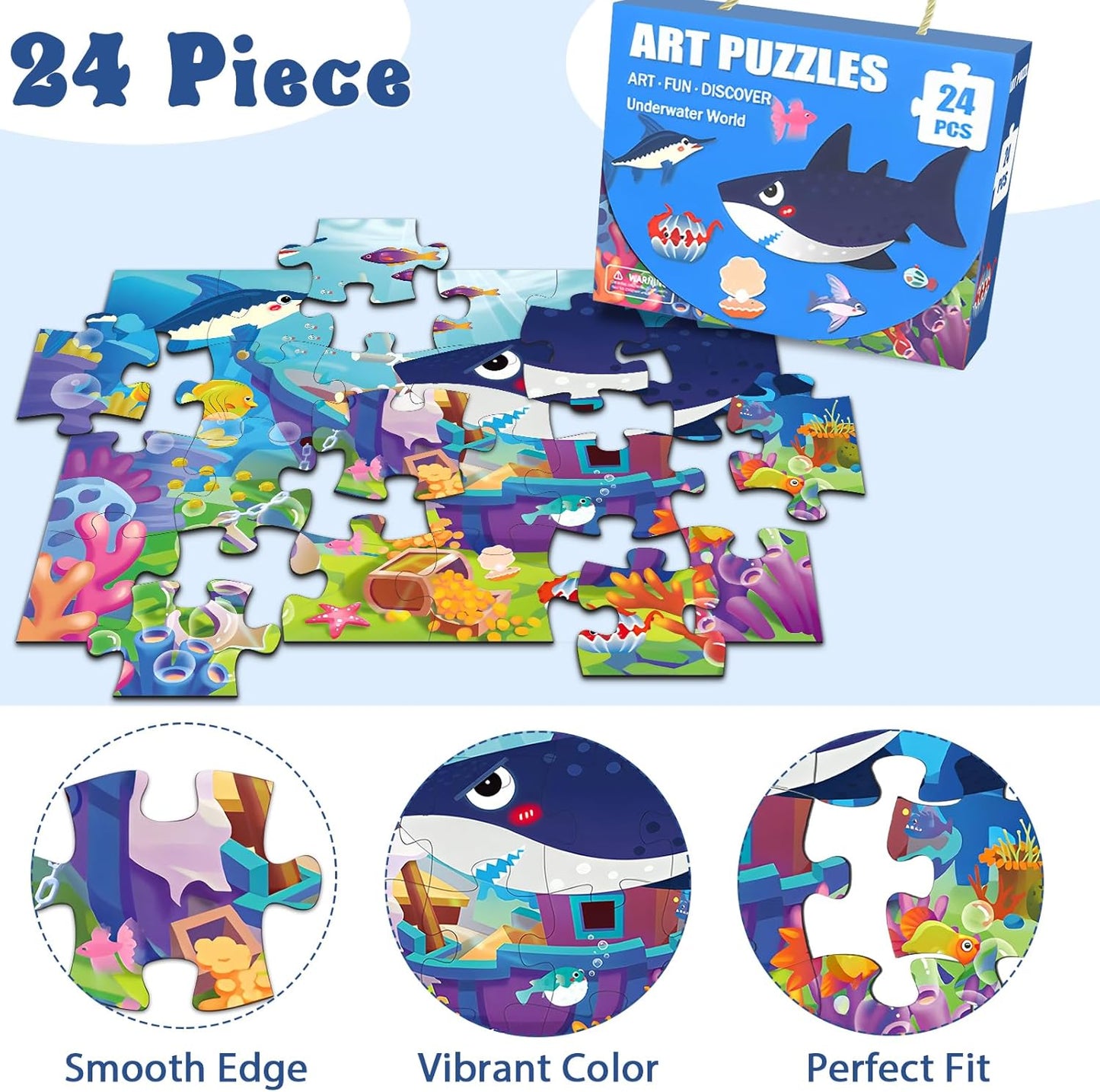 Jumbo Floor Puzzle for Kids, Large Jigsaw Puzzles 24 Piece for Kids Ages 3-5,Preschool Learning & Education Toys, Gifts for 4-8 Year Old Boys and Girls (Jungle Animals)