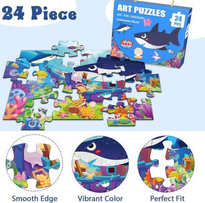 Jumbo Floor Puzzle for Kids, Large Jigsaw Puzzles 24 Piece for Kids Ages 3-5,Preschool Learning & Education Toys, Gifts for 4-8 Year Old Boys and Girls (Jungle Animals)
