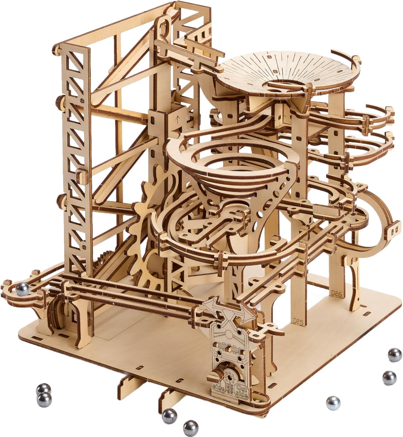 3D Wooden Puzzles for Adults: 371pcs Wood Mechanical Marble Run Model Kits with Roller Coaster Building Set for Adults - 3D Brian Teaser Desk Toys Wooden Puzzles for Men Women Hobbies Gifts