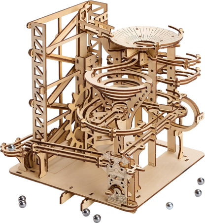 3D Wooden Puzzles for Adults: 371pcs Wood Mechanical Marble Run Model Kits with Roller Coaster Building Set for Adults - 3D Brian Teaser Desk Toys Wooden Puzzles for Men Women Hobbies Gifts