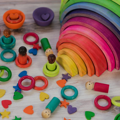 Large Wooden Rainbow Stacker Arches, Set of 12 pcs., Natural and Unfinished Stacking Rainbow, by Woodpeckers