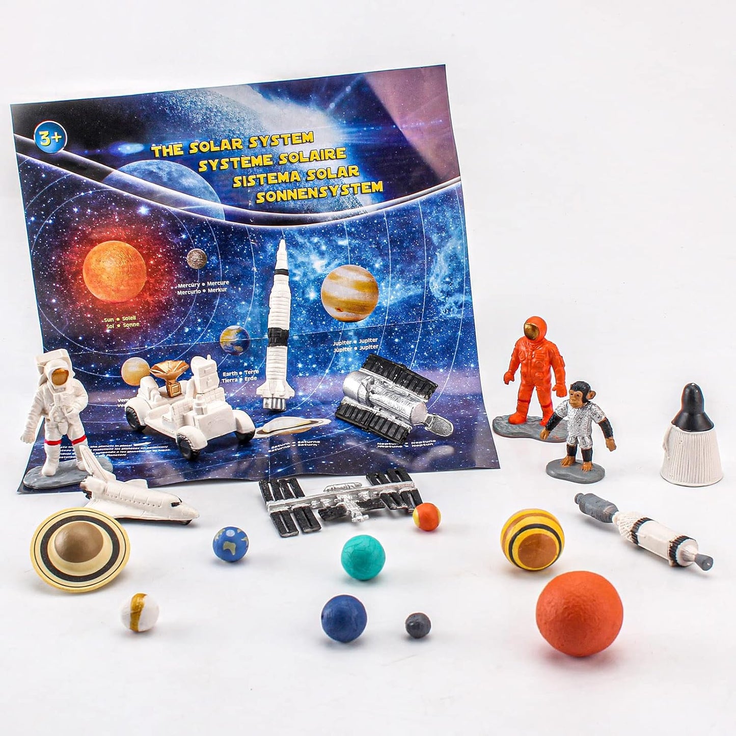 19PCS Planets Solar System Astronaut Figure Toy Children Solar Power Kit Space Exploration Spaceman Science Kit for Kids Party Birthday Gift