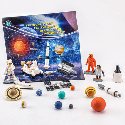 19PCS Planets Solar System Astronaut Figure Toy Children Solar Power Kit Space Exploration Spaceman Science Kit for Kids Party Birthday Gift