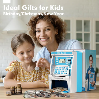 BAODLON Piggy Bank for Kids, ATM Machine Bank for Real Money with Debit Card, Bill Feeder, Coin Recognition, Balance Calculator, Electronic Savings Safe Box, Cool Stuff Toys Gifts for Teen Boys Girls