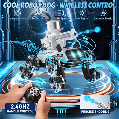 Godboat Robot Dog - Smart Toys for Kids with Music & LED Eyes, 2.4GHZ RC Car, 8-Wheel Stunt, 9+ Lifelike Actions and Water-Shooting, Age 3 4 5 6 7 8 Year Old Boys Girls Christmas & Birthday Gifts 2026