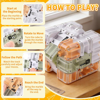2-in-1 Advanced Maze Cube with Rolling Ball – Labyrinth Puzzle & Color Matching Brain Teaser for Kids 8-12 & Adults, Screen-Free Travel Game, Gift for Boys & Girls