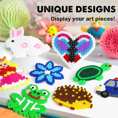 FUNZBO 20 pcs Pegboards for 5mm Fuse Beads Project- Animal Shape Pegboards for Arts and Crafts with Keychains, Hang Ropes and Tweezers, Gifts for Boys and Girls (Beads Not Included)