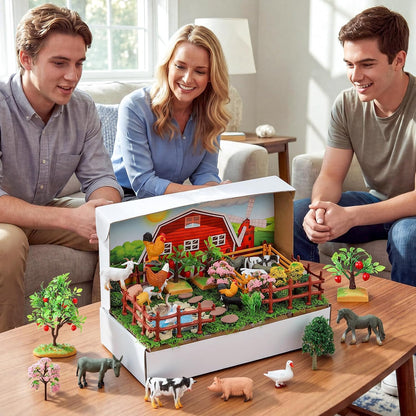 Teyva Daily 48 Pcs Dinosaur Diorama Kit Habitat Project Box Set 3D Dinosaurs Diorama Supplies Include Dinosaurs Model Figures & Eggs Volcano Artificial Trees with Cardboard for DIY Crafts Gifts