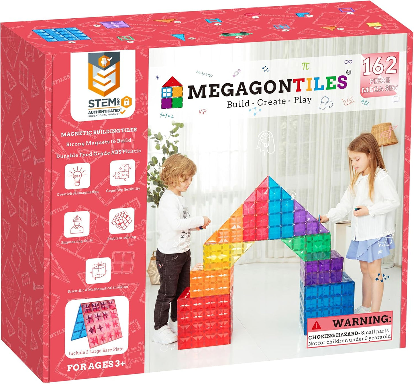 MEGAGONTILES Marble Run Magnetic Tiles Set 120PCS | STEM-Authenticated Magnetic Building Blocks with Marble Track Pieces | Educational Construction Toy for Kids Ages 3–8 (Boys & Girls)
