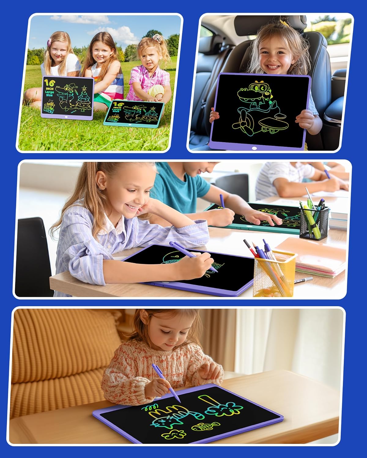 KOKODI LCD Writing Tablet 8.5-Inch Colorful Doodle Board, Electronic Drawing Tablet Drawing Pad for Kids, Educational and Learning Kids Toys Gifts for 3 4 5 6 7 8 Year Old Boys and Girls(Blue)
