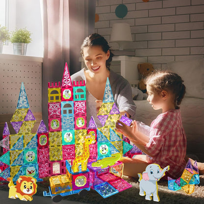 Jasonwell Magnetic Tiles Kids Magnetic Blocks 60PCS Building Sets 3D Magnet Toys Preschool Educational Construction STEM Toy Christmas Birthday Gifts for Toddlers Boys Girls 3 4 5 6 7 8 9 + Year Old