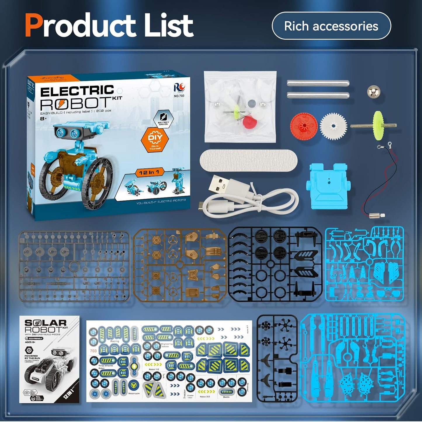 Jiakora 12-in-1 STEM Robot Kit Toys for Kids 8-12 12-16, DIY Robot Building Educational STEM Science Kits for Kids Age 8-12 12-16, 8 9 10 11 12 13 14 15 16 Year Old Boy Birthday Gifts