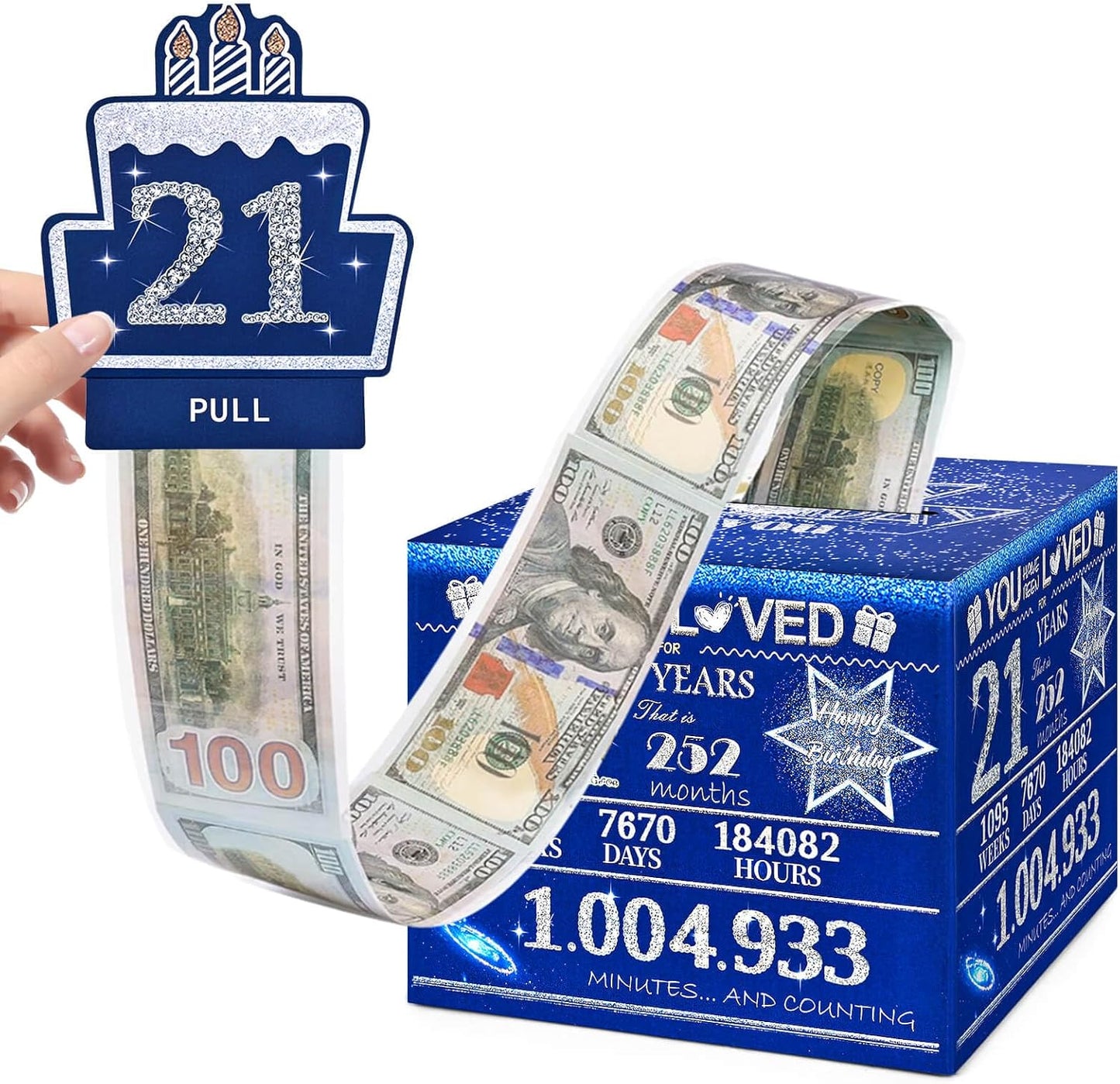 10 Happy Birthday Money Box for Cash Gift, 10th Birthday Decorations for Boys and Girls, Gifts for 10 Year Old Boy, Boy Gift Ideas, Cool Things for Teen -Blue with 100PCS Bags