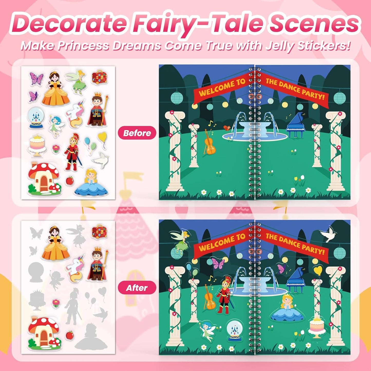 Animals Reusable Sticker Book for Toddlers, DIY Make-a-face Animals Jelly Fun 3D Stickers, Washable Puffy Stickers for Kids Toys, Airplane Road Trip Travel Activities Essentials for Kids 3 4 5 Years