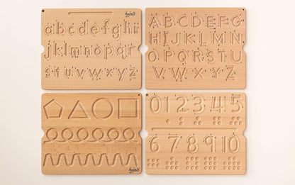 Hulats Learn to Write: Portable Wooden Alphabet Letter Tracing Sensory Pad Board - Toddler Writing Practice for Kids Age 3-5, Montessori Toys for 3+ Year Old, Letter Tracing for Kids 3-5 Writing Tools