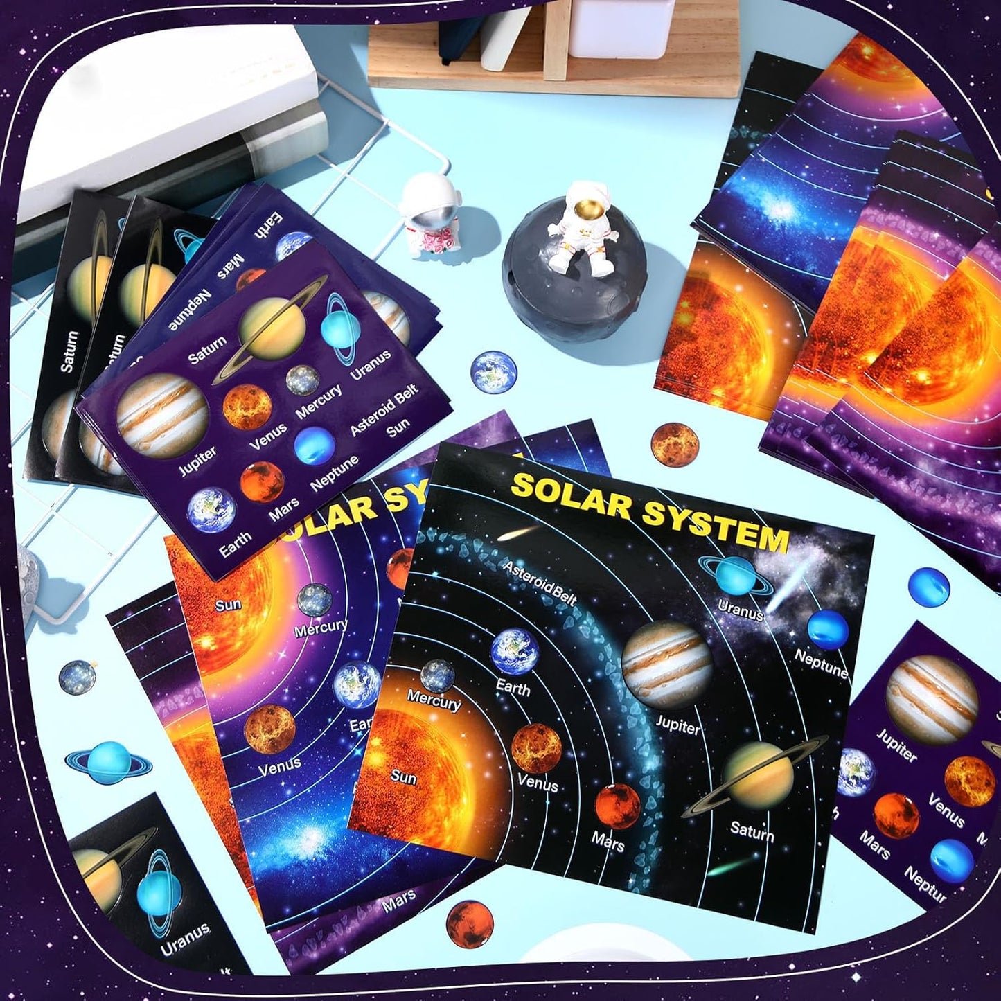 24 Set 48 Sheets Planet Craft Kits Waterproof Space Stickers DIY Make Your Own Solar System Stickers for Crafts Reward Game Activities