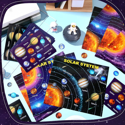 24 Set 48 Sheets Planet Craft Kits Waterproof Space Stickers DIY Make Your Own Solar System Stickers for Crafts Reward Game Activities