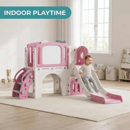 8-in-1 Toddler Slide Playground Set for Indoor & Outdoor Fun – Includes Climber, Basketball Hoop, Telescope, Tunnel, and Storage Space for Kids – Perfect for Backyard & Courtyard Activities