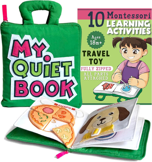 BAVY My Quiet Book - Toddler Travel Essential, Car Plane Airplane Toys, Montessori Busy Board Book, Activity Books for Toddlers 1-3, Gifts for 1 2 3 4 Year Old Girl, Birthday Gifts Toys Age 2-4
