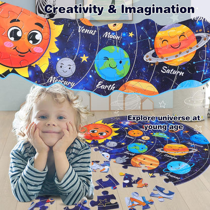 Civaner 70 Pieces Floor Puzzles Round Large Puzzles for Kids Ages 3-5 5-8 Jumbo Jigsaw Puzzle Educational Gifts for Toddlers Girls Boys Baby Shower Holiday Birthday(Unicorn)