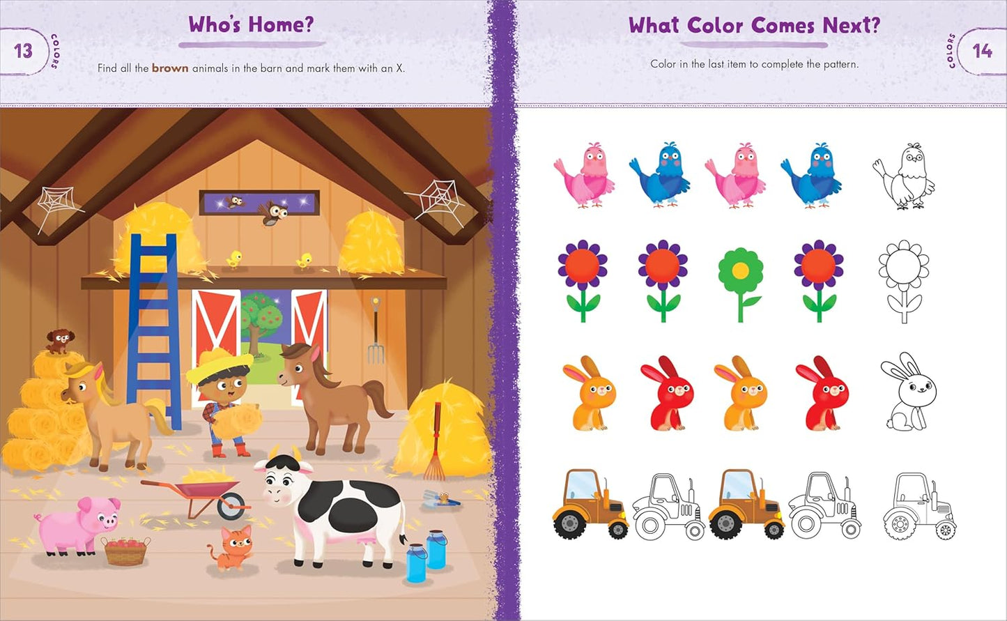 Preschool Activity Book On The Farm: 75 Games to Learn Letters, Numbers, Colors, and Shapes (School Skills Activity Books)