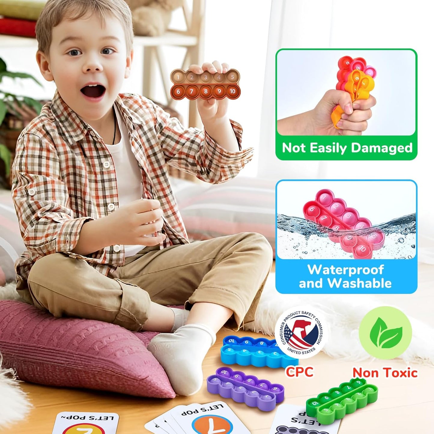 Joycat Ten-Frame Math Learning Tools for Elementary-8 Ten Frames and 20 Task Cards Math Counting Games with for Preschool Kindergarten Classroom Learning Activities Kids Ages 3-5